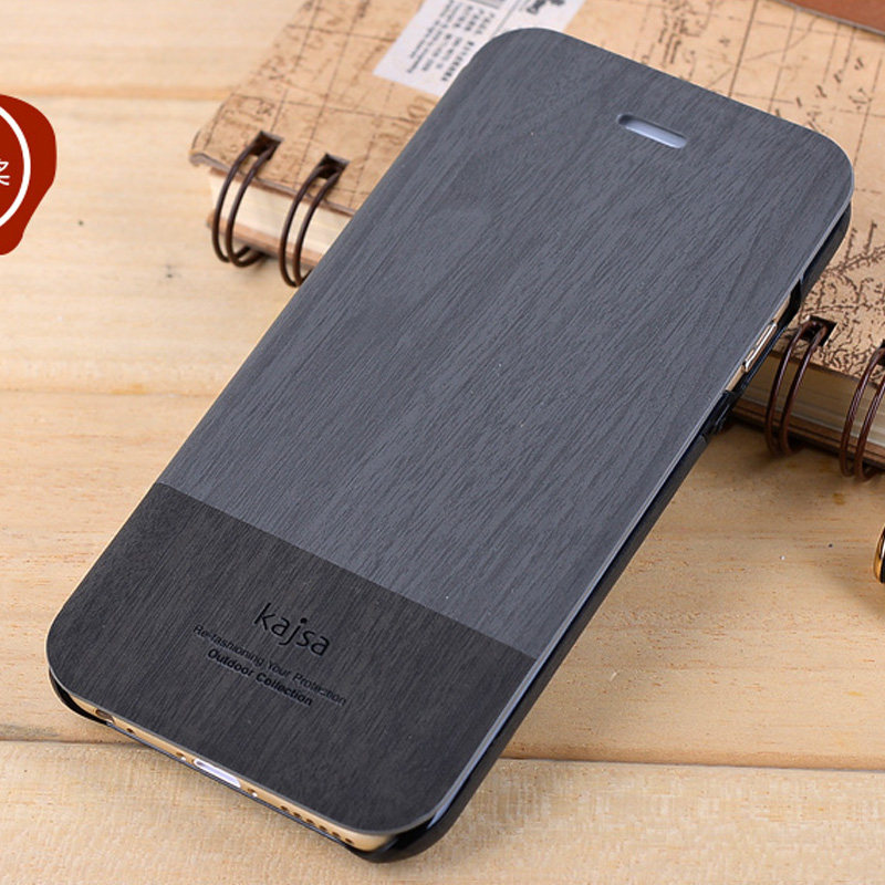 kajsa Outdoor Collection Wood Pattern Folio Stand Wood Pattern PU Leather Hard Case Cover for Apple iPhone 7 Plus & iPhone 7