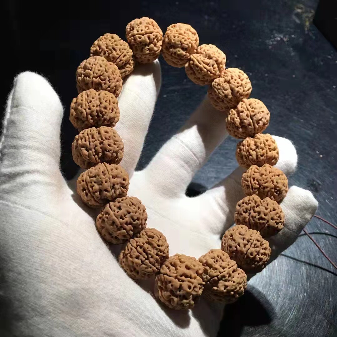 手机实拍 弥刻6瓣22mm爆肉梅花双龙黄皮尼泊尔大金刚菩提子手串男