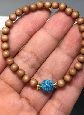 弥刻天然印度老山檀香5mm30颗佛珠手串隔珠手链复古女款《松鹤》