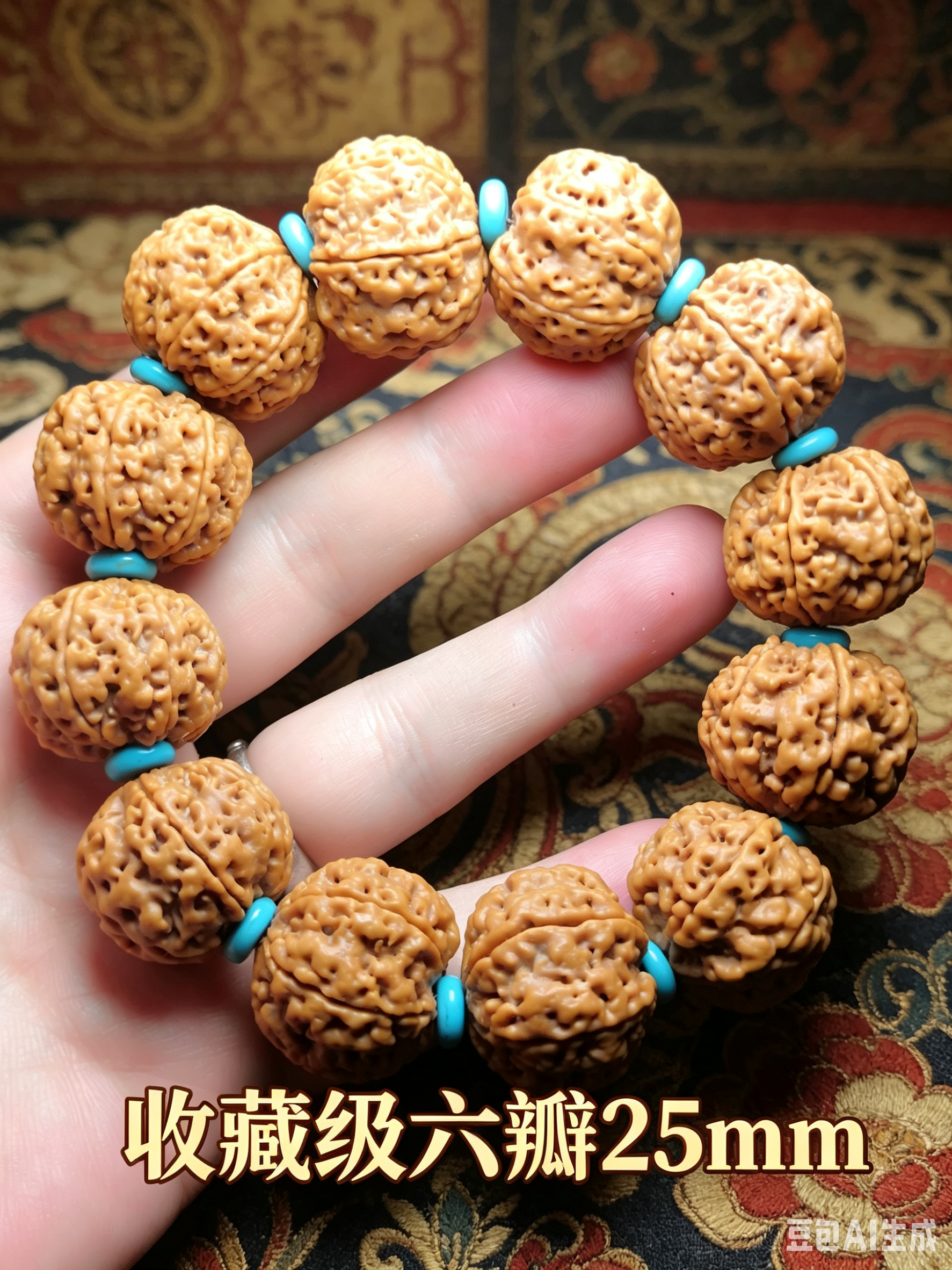 弥刻收藏级尼泊尔6瓣25mm大金刚爆肉双龙菩提手串文玩男士念珠