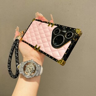 小羊皮潮牌华为Pura70pro手机壳奢华爆款p60全包防摔适用p50pro个性创意p70腕带挂绳mate60pro高级感硅胶时尚