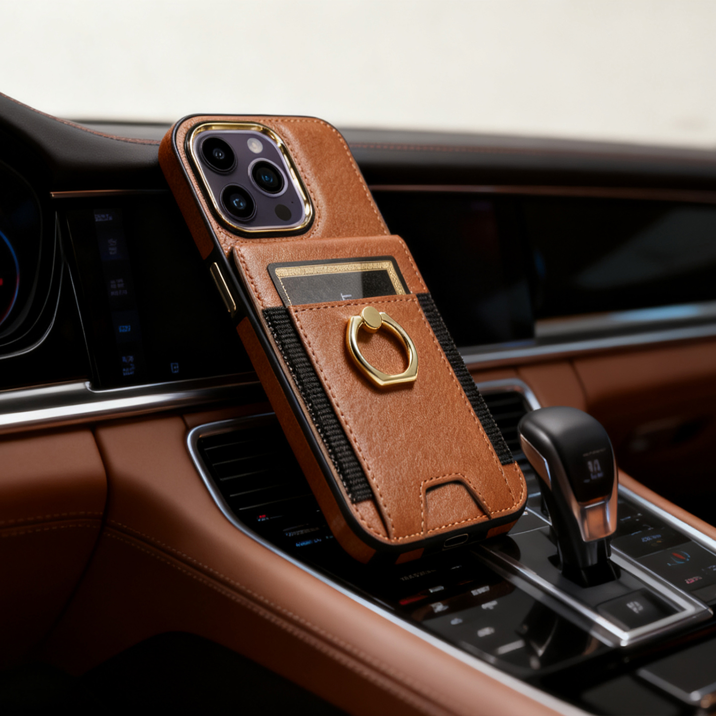 适用苹果17promax皮质卡包手机壳