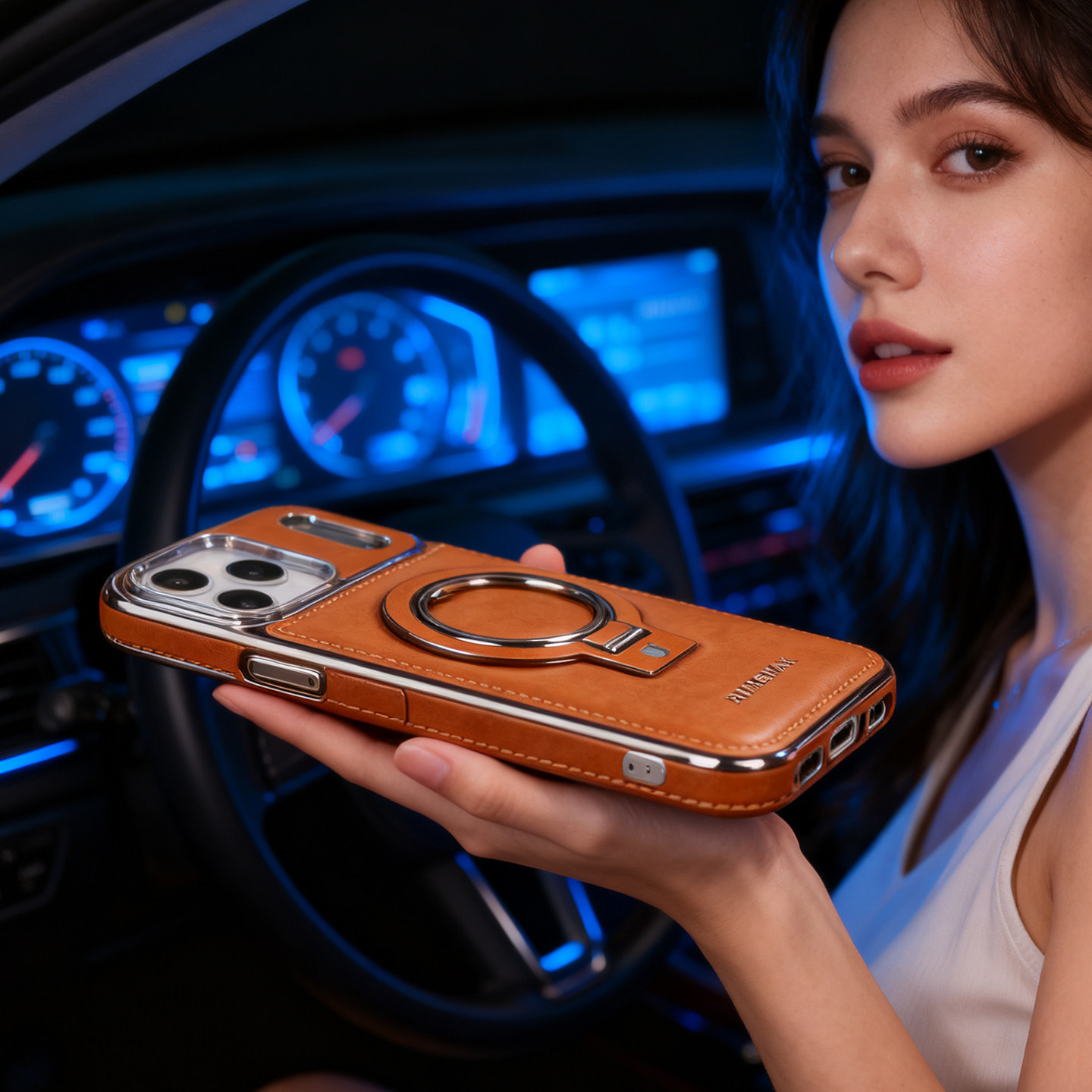 高级感皮质iPhone17promax手机壳磁吸支架苹果16promax轻奢风适用15plus全包防摔14网红时尚13男女新款保护套