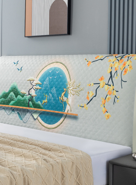 全包床头罩通用加厚夹棉盖布巾软包木床靠背防撞头保护套2024新款