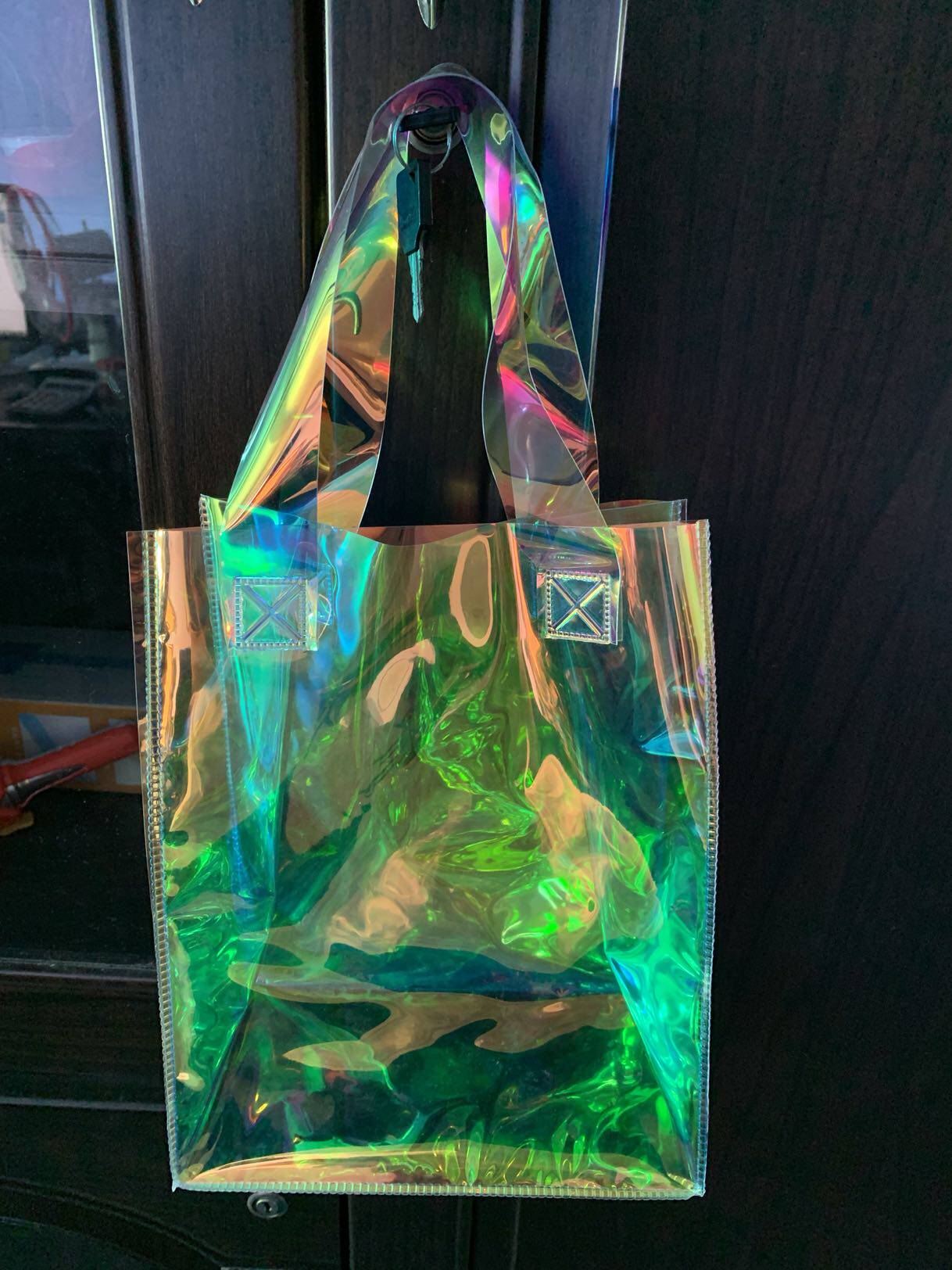 PVC透明膜手提袋定制时尚背包高档挎包40丝厚度高频机袋子