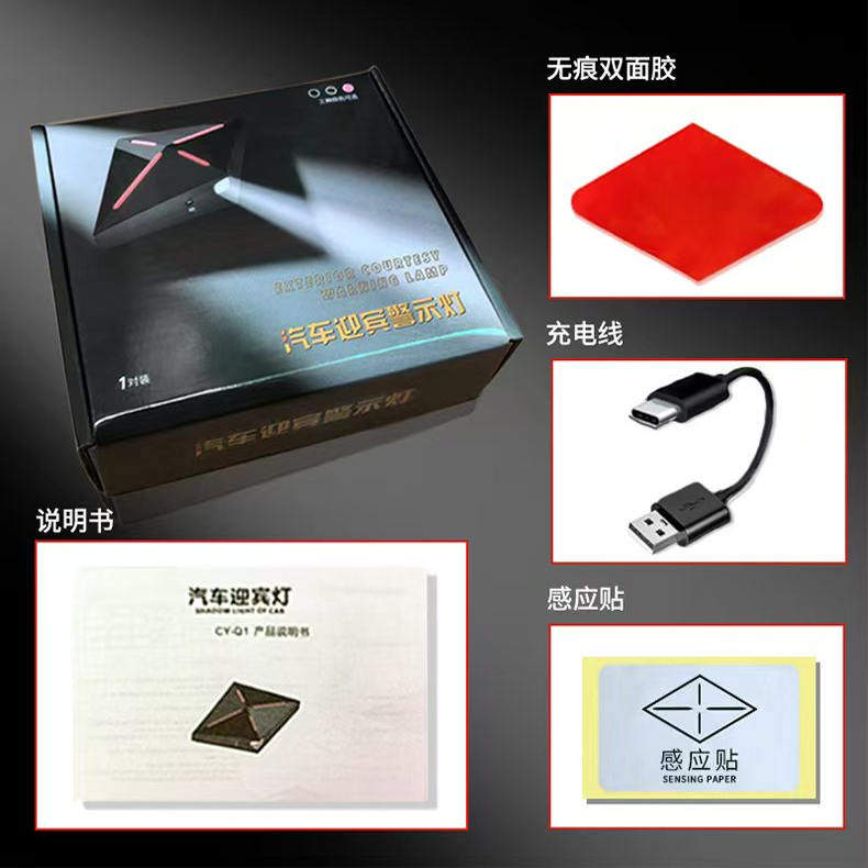 适用菲亚特 500 新能源 菲翔 汽车迎宾灯 无线 高清 充电式 新款