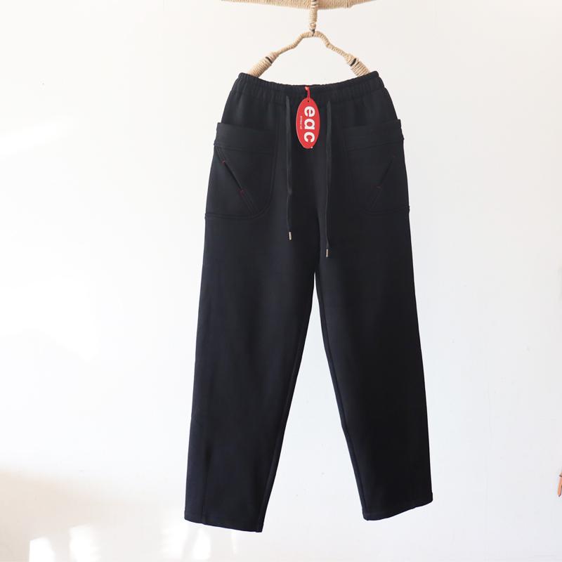 冬装加绒柔软宽松牛仔裤子高腰