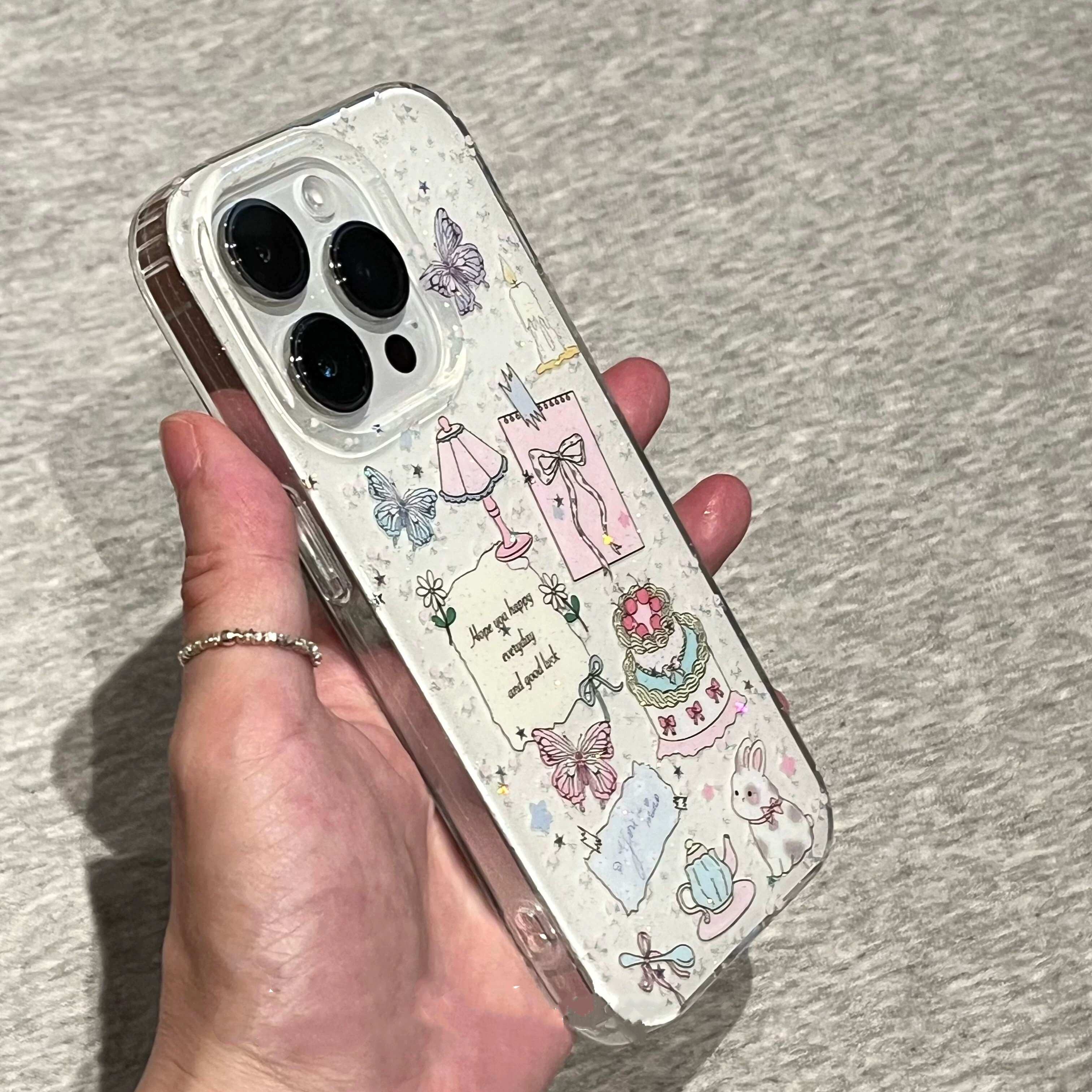 适用苹果系列iPhone17新款手机壳16promax14promax文艺细闪台灯蛋糕15promax13promax半包大孔防摔网红保护套