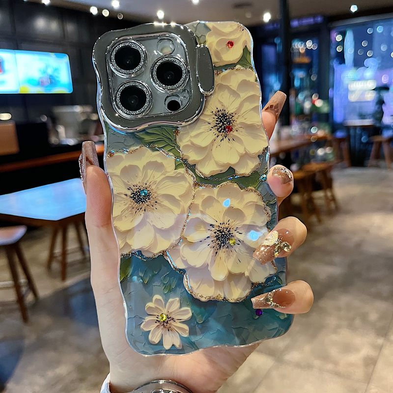适用苹果系列iPhone16新款复古手机壳15pro14promax唯美优雅牡丹花13pro16promax全包隐形支架镜头膜保护套