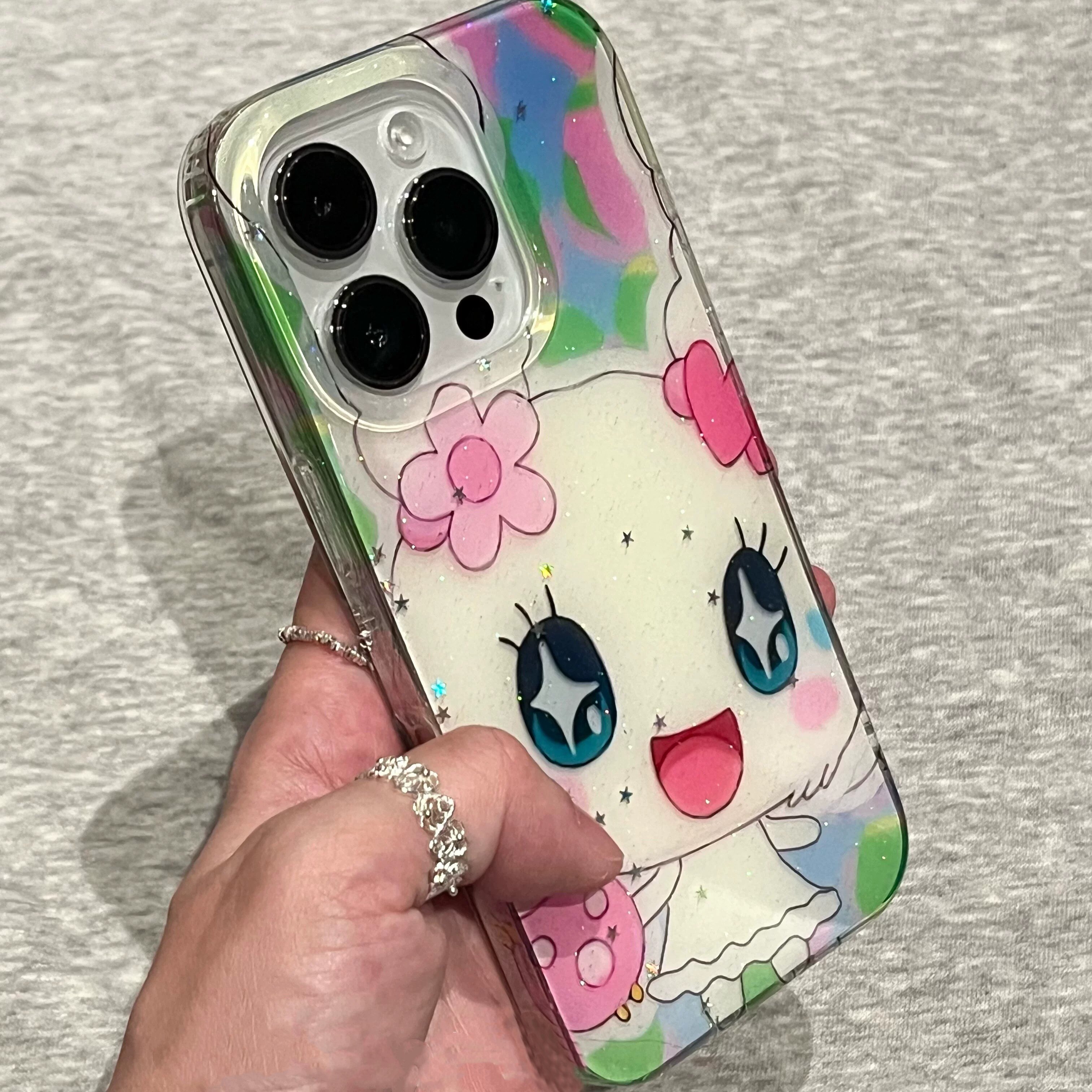 适用苹果系列iPhone17新款手机壳16promax/14promax卡通甜心豆15promax/13promax半包大孔防摔网红女款保护套