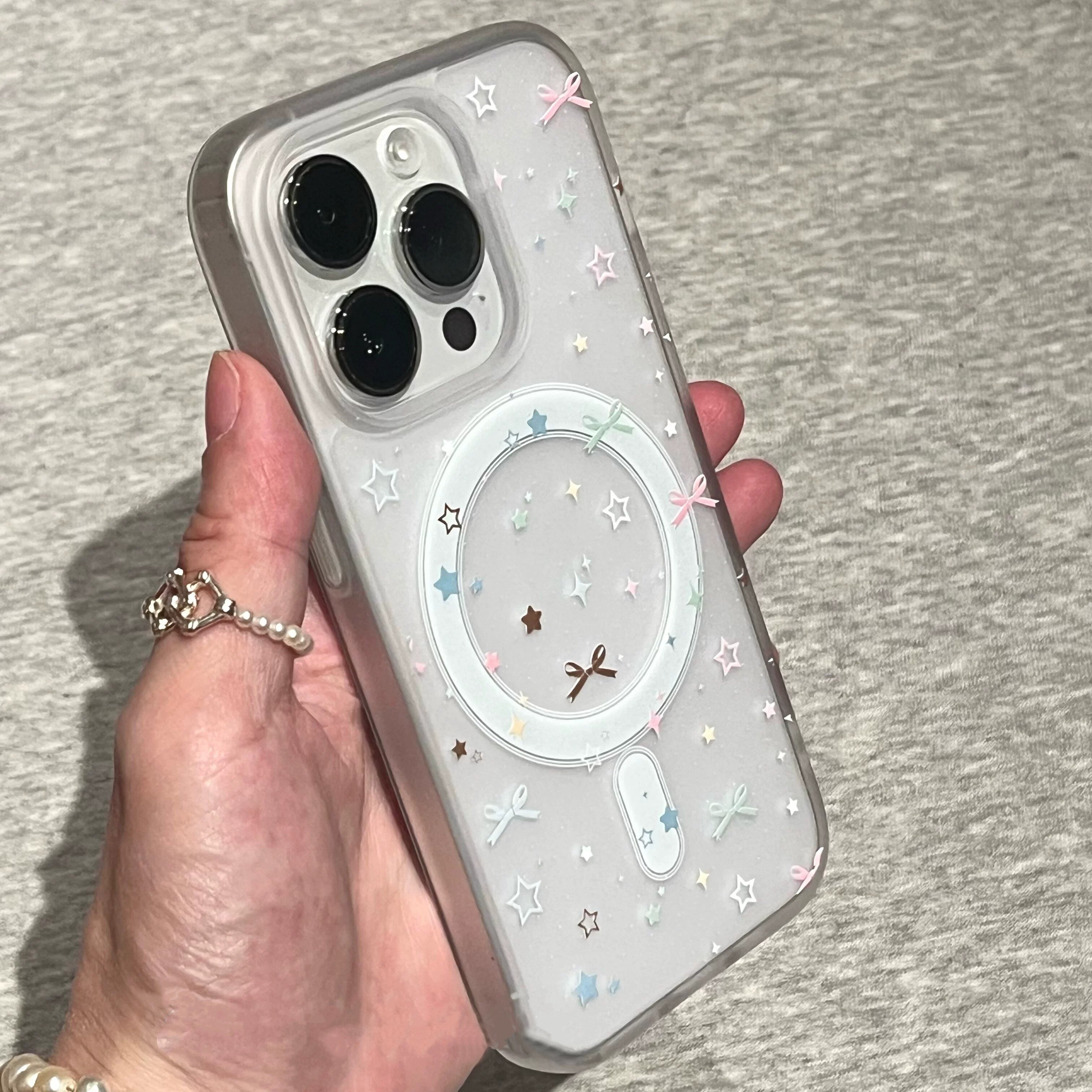 适用苹果系列iPhone17新款手机壳16promax14promax个性磁吸透明星星蝴蝶结15promax半包大孔防摔高级感保护套