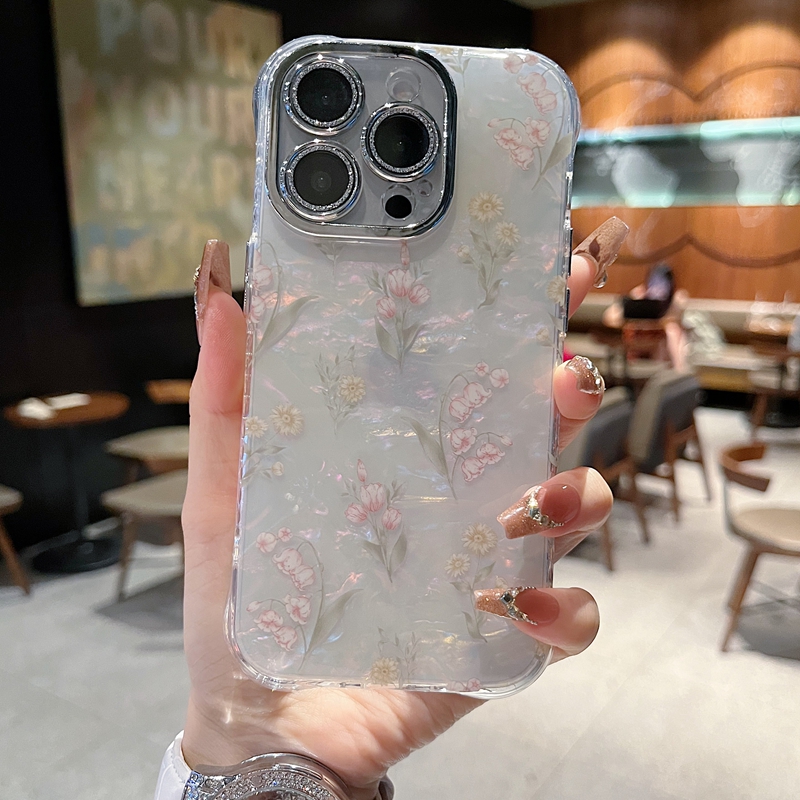 适用苹果系列iPhone16新款手机壳13pro15pro优雅风紫色牵牛花14promax16promax全包防摔精孔镜头膜网红保护套