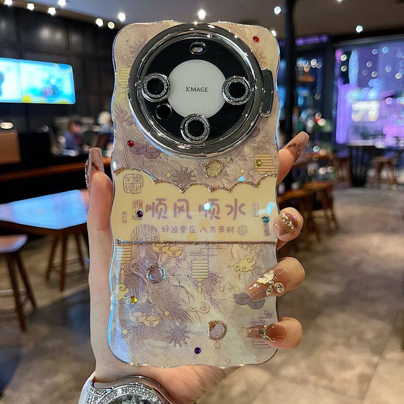 适用华为mate70系列苹果16promax新款壳mate40/50高级创意文字顺风顺水14pro15promax全包闪粉镜头膜支架