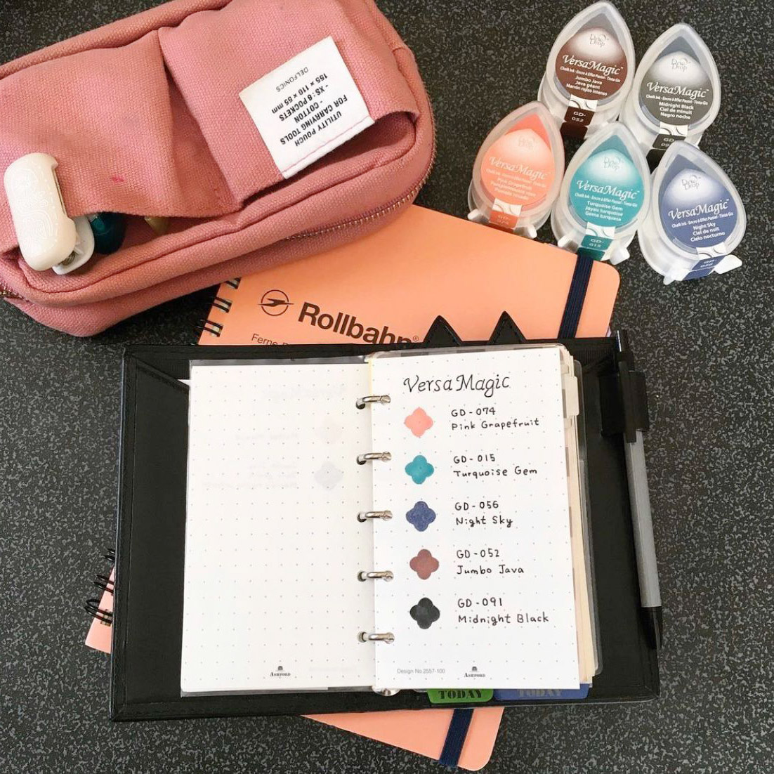 gd水滴印台日本进口布艺粉彩手账