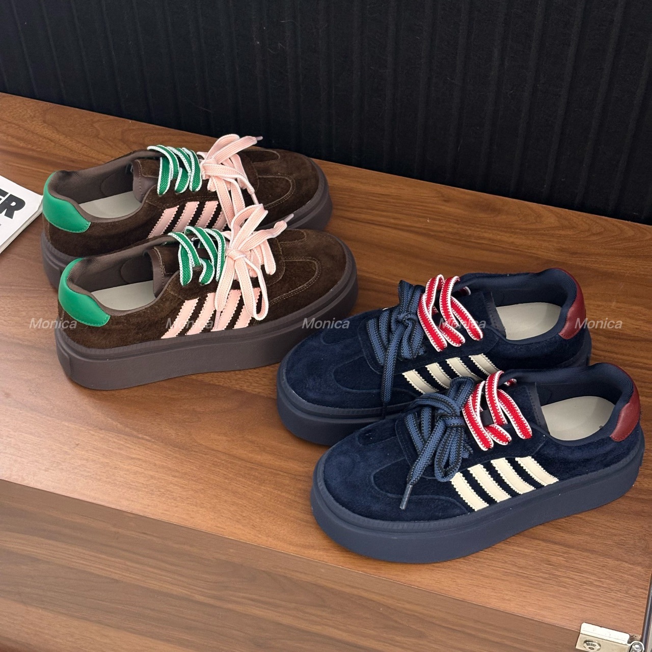 Monica2025双系带真皮厚底德训鞋