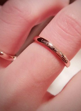 韩版戒指love钛钢彩金学生情侣