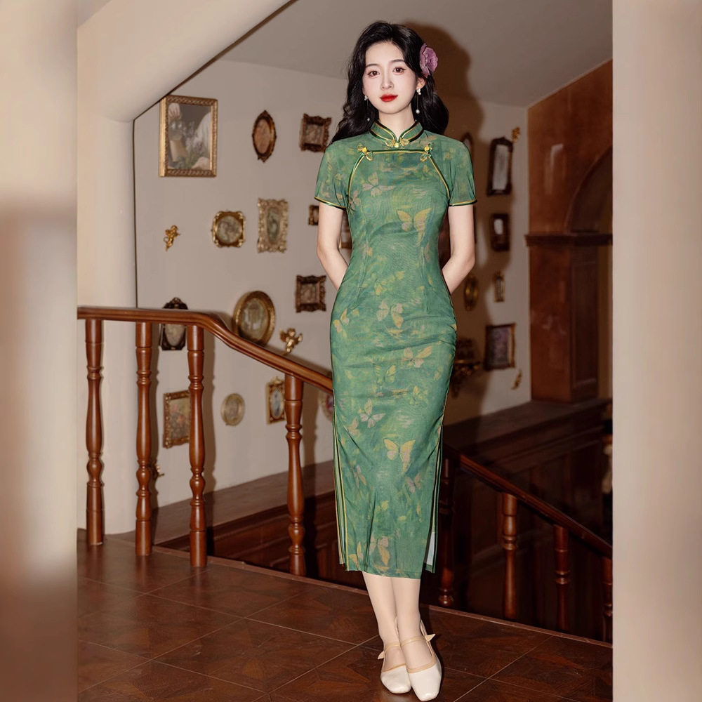 贝之韵 禾丹青'新中式碎花改良旗袍女2025春夏复古气质国风连衣裙图片