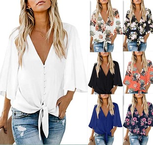 spring summer women blouse ladies shirts tops 女印花衬衫上衣