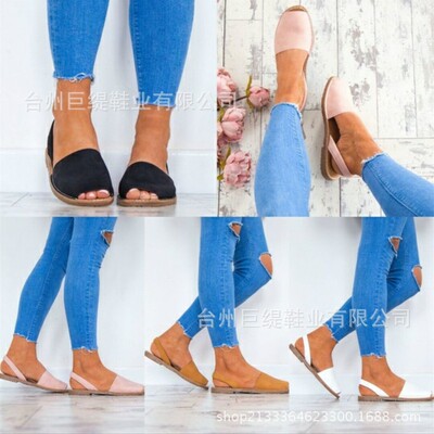 大码凉拖鞋低跟绒面单鞋女