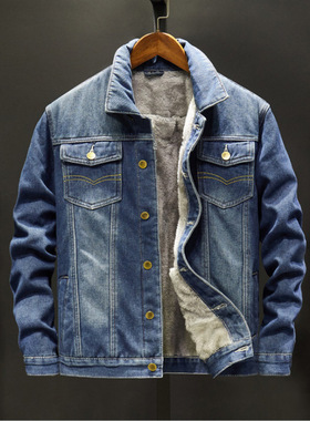 warm men jeans jackets for man winter velvet denim coats外套
