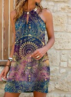 Summer Halter Dovetail Sling Floral Dress for Women Dresses