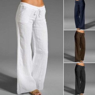 Plus size Lady White Pants For Women Trousers Summer Cotton
