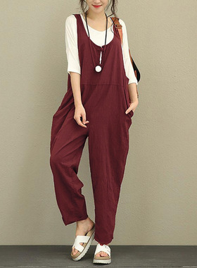 Plus Size Ladies casual pants overalls women jumpsuit 背带裤