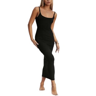 Women Sexy backless cami bodycon maxi dress 吊带露背连衣裙女