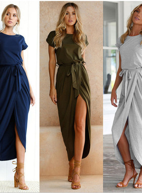 Summer Short Sleeve Party Plus Size Women Long Maxi Dresses