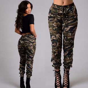 Fashion elastic jeans women leggings ladies camouflage pants