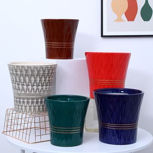 陶瓷花盆家用客厅大号口径红色盆栽红掌发财树金钱树花盆花瓶