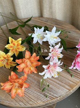 2头重瓣小百合高品质仿真花桌花