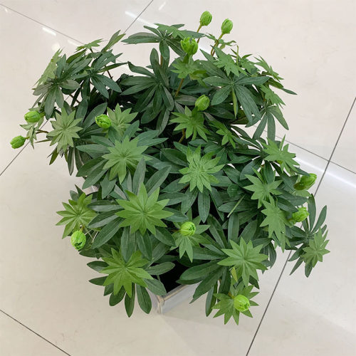 8叉龟背竹植物墙配材仿真植物绿景装饰龟背叶把束绢布鲁冰花