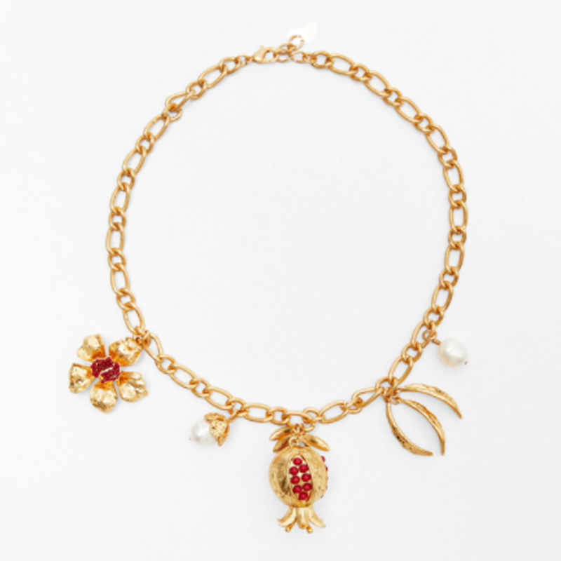 夸张镶钻石榴锁骨链女