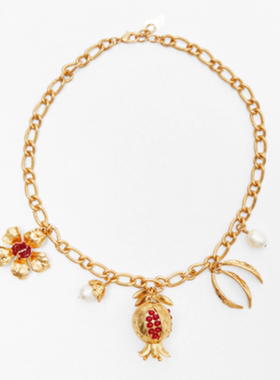 夸张镶钻石榴锁骨链女