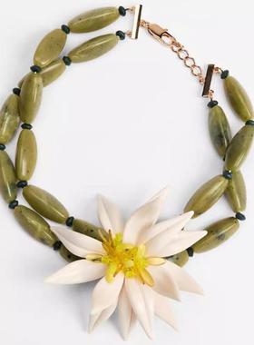 度假风花朵串珠项链女