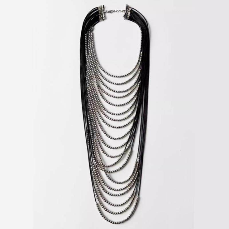 满39包邮Z家首饰多层皮绳串珠瀑布状项链欧美夸张手工锁骨链女,饰品/流行首饰/时尚饰品新,项链,淘宝优惠券,粉丝福利购,淘宝优惠卷