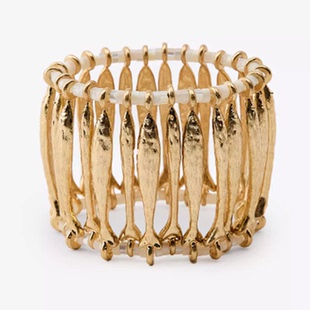 可开发票 zara复古海洋风镂空金属鱼造型弹力手镯 包邮 满39