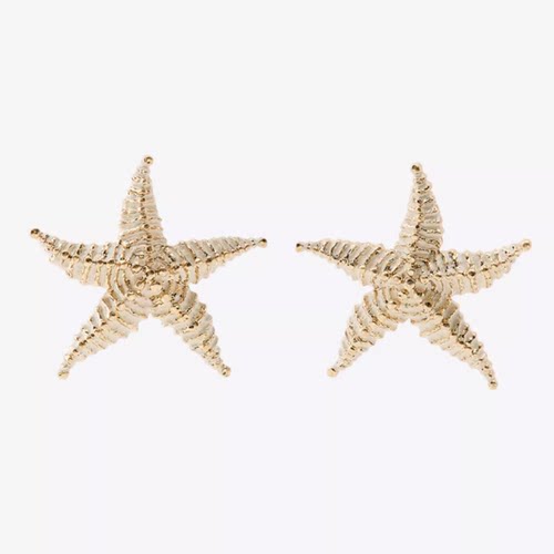 满39包邮zara夏季新品女装动物海星耳钉超大耳坠欧美夸张个性耳饰