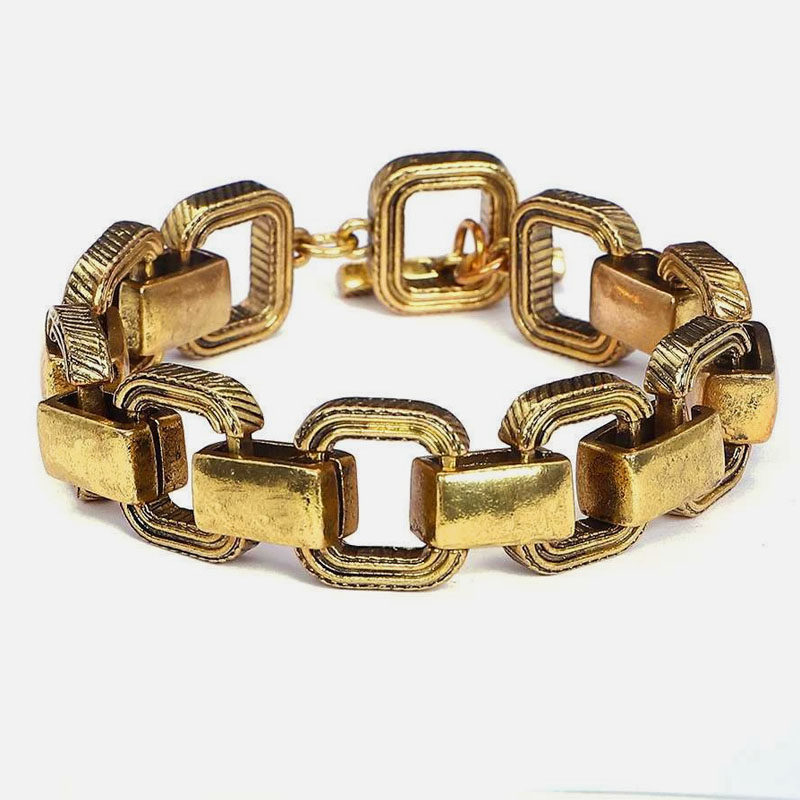 满39包邮zara金属质感小众复古vintage中古方扣手链OT扣手环