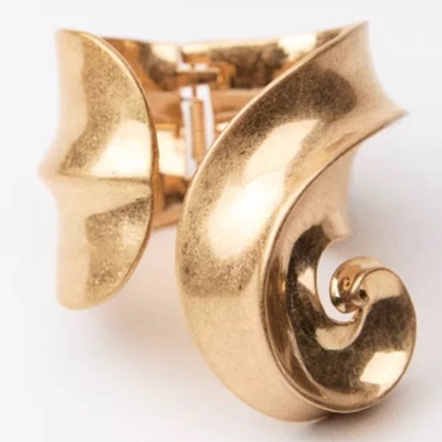 复古扭曲金色宽面手镯手环