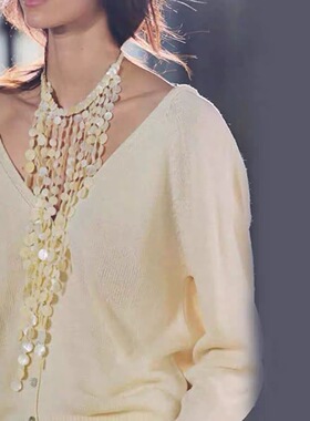 欧美风时尚大方饰品 天然贝壳流苏项链 长款瀑布状颈链