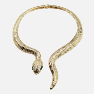 满39包邮欧美夸张时尚金色蛇形弹簧项圈项链锁骨链女复古潮流配饰