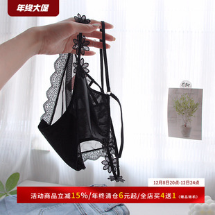 兮若轻云~新款性感内裤蕾丝女中腰纯棉裆缎面镂空纯欲女生短裤头