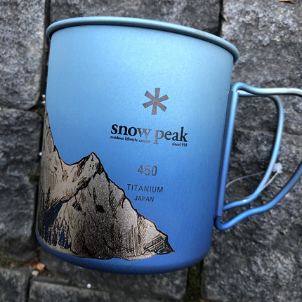 Snowpeak雪峰纯钛杯雕刻雪山450ml单层折叠马克杯300ml咖啡杯野营