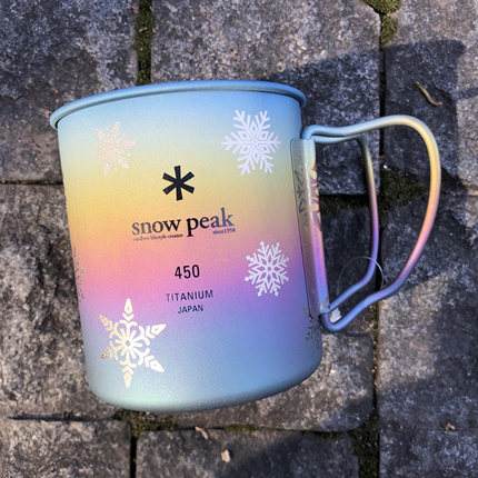 Snowpeak彩色雪峰纯钛杯雕刻大雪花单层户外折叠马克杯露营MG-143