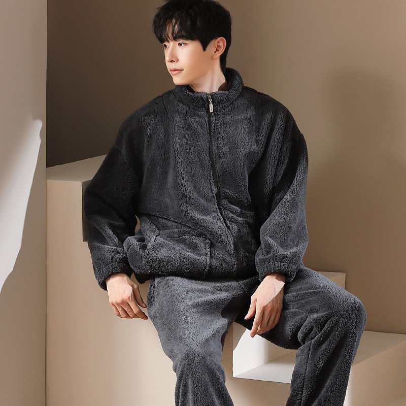 法兰绒套头睡衣男士秋冬新款加绒加厚珊瑚绒大码保暖家居服套装,女士内衣/男士内衣/家居服,睡衣/家居服套装,淘宝优惠券,粉丝福利购,淘宝优惠卷