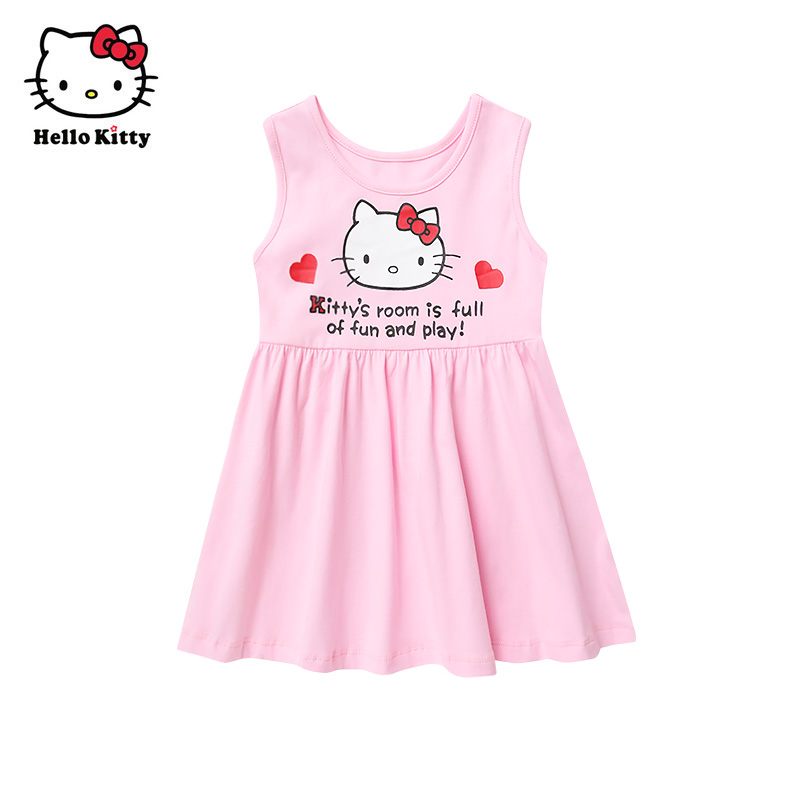 HelloKitty官方童装女童棉连衣裙无袖背心裙子休闲裙