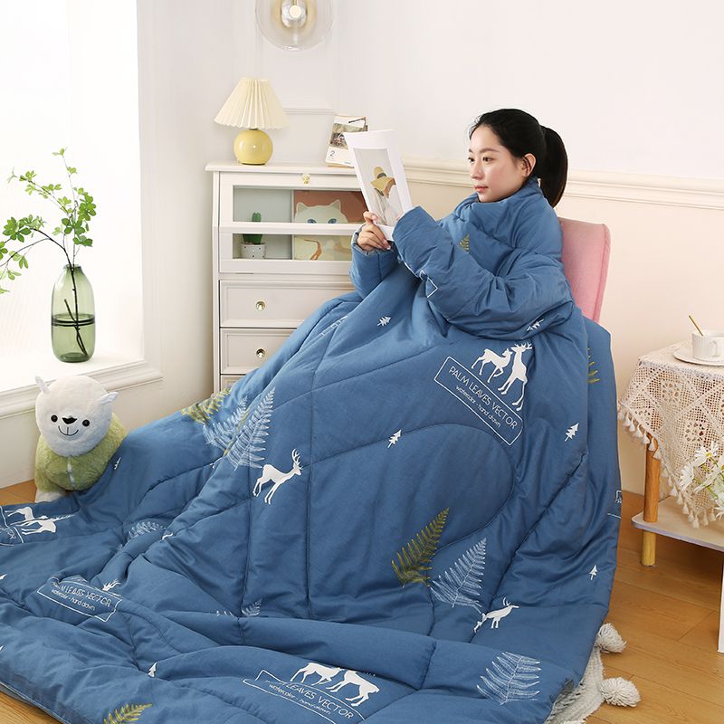 全棉+绒加厚懒人被多功能可穿在身上抱枕被子两用办公室午睡车载