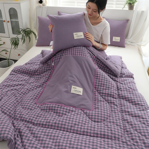 全棉抱枕被子两用空调夏凉被办公室午睡盖毯子汽车沙发靠背二合一